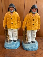 FIGURINHAS VINTAGE BOOKEND PESCADOR DE LAGOSTA DE FERRO FUNDIDO CAPITÃO DO MAR, (2) PESADAS, usado comprar usado  Enviando para Brazil