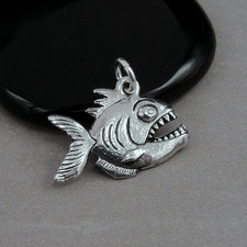 Silver piranha charm for sale  New Kensington