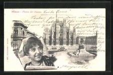 AK Milano, Piazza del Duomo, Costume Lombardo, Italienerin in Tracht der Lombar , usado comprar usado  Enviando para Brazil