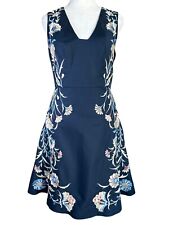 Vestido Moulinette Soeurs tamanho 0 Anthropologie Bellflower bordado azul marinho comprar usado  Enviando para Brazil