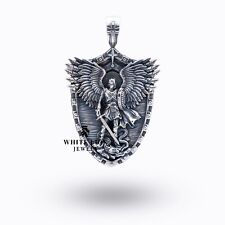 San Miguel Arcángel Dios Ejército Comandante Escudo Ortodoxo Colgante Plata 925 Regalo segunda mano  Embacar hacia Mexico