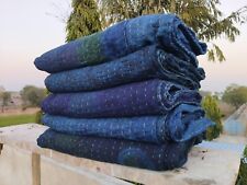 Lote Atacado Natural de Algodão Tingido de Índigo Kantha Colchas Cobertor Reversível Lance comprar usado  Enviando para Brazil
