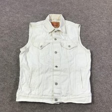 Colete jeans Levis masculino grande branco caminhoneiro jeans sem mangas botão bolsos frontais comprar usado Colete jeans Levis masculino grande branco caminhoneiro jeans sem mangas botão bolsos frontais comprar usado  Enviando para Brazil