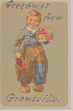 Gransville New York Greetings From Dutch child glittered antique pc Z44011, usado comprar usado  Enviando para Brazil