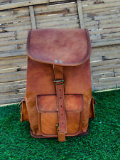 Mochila de Couro de Qualidade 20" Laptop Vintage Marrom Genuíno Viagem Masculina Nova comprar usado  Enviando para Brazil