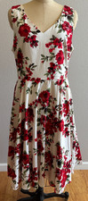 Vestido floral vermelho rosa Eva fit and flare tamanho GG novo algodão stretch coquetel comprar usado  Enviando para Brazil