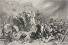 Usado, París Atacado Por Los Normandos En 887 Grabado 1852 Por Girardet Francia Vikingo comprar usado  Enviando para Brazil