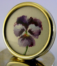 Porta-menu de esmalte pintado à mão flor viola maricas prata esterlina antigo 1905 comprar usado  Enviando para Brazil