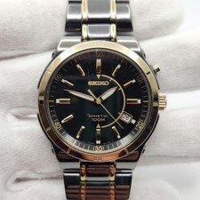 Seiko relógio cinético masculino dois tons com mostrador preto 5M62-0BJ0 - Leia a descrição comprar usado  Enviando para Brazil