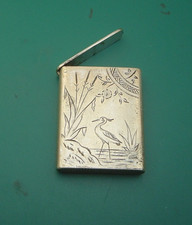 Estojo antigo folheado a prata Vesta - cena gravada de pássaro/pântano. 39x30mm comprar usado  Enviando para Brazil