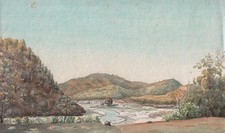 Pintura antiga em aquarela RIVER VALLEY LANDSCAPE c1930 comprar usado  Enviando para Brazil