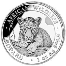 Somalia 1 uncja Srebro 9999 African Wildlife 2025 Leopard Srebrna moneta ST / BU na sprzedaż  Wysyłka do Poland