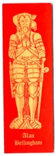 MARCADOR DE LIVROS Sir Alan Bellingham em armadura bronze esfregando cavaleiro medieval presente x ele comprar usado  Enviando para Brazil