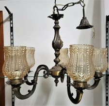 Lampadario ottone vetro usato  San Nicandro Garganico