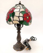 Abajur de mesa vintage estilo Tiffany redondo vermelho papoula vitral C305S funcionando comprar usado  Enviando para Brazil