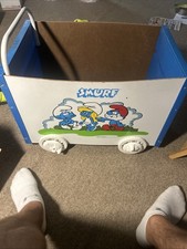 Caixa de brinquedos Smurf Rolling carrinho de armazenamento baú vintage 1982 comprar usado  Enviando para Brazil