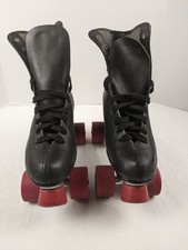 Patins antigos Chicago Classic preto com rodas vermelhas tamanho 6 Taiwan anos 70? Anos 80? comprar usado  Enviando para Brazil