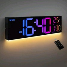 Reloj de Pared Digital 8 Colores 16.2" Reloj Digital Grande con Temperatura segunda mano  Embacar hacia Mexico