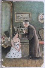Usado, Arte Mulher Sacerdote Pai Bênção Cartão Postal Antigo Vintage Cartão Visualização Padrão Post PC comprar usado  Enviando para Brazil