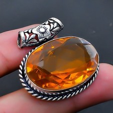Colgante de joyería de piedras preciosas de citrino hecho a mano 1,70" M102 segunda mano  Embacar hacia Mexico