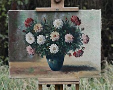Edmund Volz (1902-1972) - Still Vida Con Flowers, Oil On Lona Painting comprar usado  Enviando para Brazil