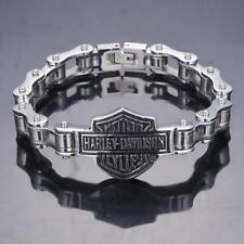 Men's Biker Moto Estilo Design Elo de corrente com "Harley Davidson" Prata Pulseiras, usado comprar usado  Enviando para Brazil