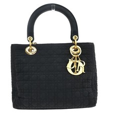 Usado, Bolsa de mão CHRISTIAN DIOR logotipo Lady Cannage couro náilon preta GHW Itália 76EF385 comprar usado  Enviando para Brazil