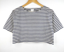 Usado, Camiseta cropped listrada branca azul marinho clássica vintage tamanho 8 10 12 náutica comprar usado  Enviando para Brazil