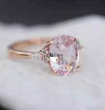 Anel de noivado de ouro rosa sólido 14K com safira rosa natural real e diamante 3,50 quilates comprar usado  Enviando para Brazil
