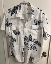 Usado, Camisa masculina Liberty Blues manga curta manga curta botão para baixo azul marinho estampa palma comprar usado  Enviando para Brazil