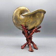 Vintage Bronze Nautilus Shell em Bronze Vermelho Base de Coral Marinho comprar usado  Enviando para Brazil
