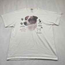Camisa de cachorro vintage Jack Russel Terrier tamanho grande branca - fruta do tear comprar usado  Enviando para Brazil