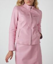 Nova Jaqueta Feminina de Couro de Cordeiro Genuína Motociclista Elegante Jaqueta Rosa Motociclista comprar usado  Enviando para Brazil
