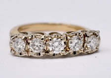 Usado, Anel de diamante vintage da década de 1940 5 pedras ouro maciço 14k 2 tons 0,50 ctw tamanho. 4,25 comprar usado  Enviando para Brazil