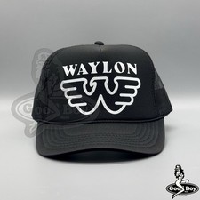 Boné Waylon Jennings preto caminhoneiro malha corda música country desgaste ocidental comprar usado  Enviando para Brazil