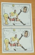 PELE - 1974 Selo Fujeira 1,50 RLS perfurado Munique '74 Copa do Mundo PAINEL DUPLO comprar usado  Enviando para Brazil
