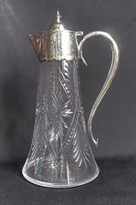 Jarro claret de vinho antigo c1870 gótico revival folheado a prata cristal corte vidro, usado comprar usado  Enviando para Brazil