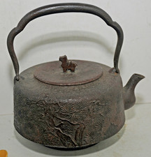 Chaleira/pote de água japonês antigo de ferro fundido - desenhos florais antigos de cavalo comprar usado  Enviando para Brazil