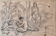 Dessin ancien xixeme d'occasion  Belleville