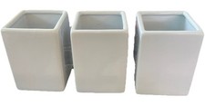 Pier 1 Importado Vasos de Cerâmica Branca Lote de 3 Suportes Quadrados Modernos 4,5”, usado comprar usado  Enviando para Brazil