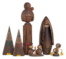 Conjunto Kokeshi criativo vintage 6 peças: bonecas rústicas de madeira e arte popular 5–24 cm Japão comprar usado  Enviando para Brazil
