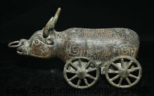 10,4" Old China Bronze Ware Dynasty Palace Bull Oxen Carrinho Roda Escassa, usado comprar usado  Enviando para Brazil