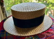 Chapéu Barqueiro de Palha Vintage Brookfield 6 7/8 - Bom Estado Usável comprar usado  Enviando para Brazil