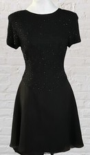 Vestido de coquetel Bieff Basix vintage 100% seda com miçangas à mão fit & flare tamanho 12, usado comprar usado  Enviando para Brazil