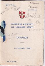 Cambridge university menu for sale  NORTHAMPTON