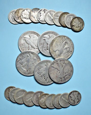 $5 Face 90% Prata ~ 6 Walking Liberty Meio Dólar 20 Moedas de Mercúrio ~ Lote de Moedas dos EUA comprar usado  Enviando para Brazil