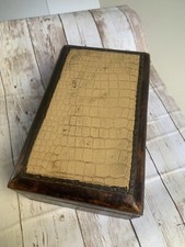 Jewelry Box Vintage WOOD Leather Top Tramp Art DECO Style Store Keys Handmade comprar usado  Enviando para Brazil