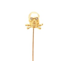 Broche bastão de ouro amarelo 14K com destaque de diamante caveira e ossos , usado comprar usado  Enviando para Brazil