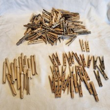 Lote de broches de roupas de madeira vintage 130++ fazenda artesanato primitivo mola redonda, usado comprar usado  Enviando para Brazil