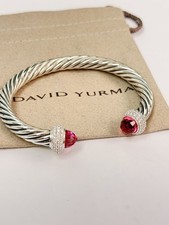 David Yurman pulseira de prata esterlina 7 mm cabo doce turmalina rosa e diamantes comprar usado  Enviando para Brazil